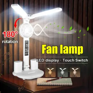 Rechargeable Eye-Care Desk Lamp with Time Display, LED Reading Light for Dormitory, Student Study Lighting Fixture, Rectangle Shape, Interior LED Lights