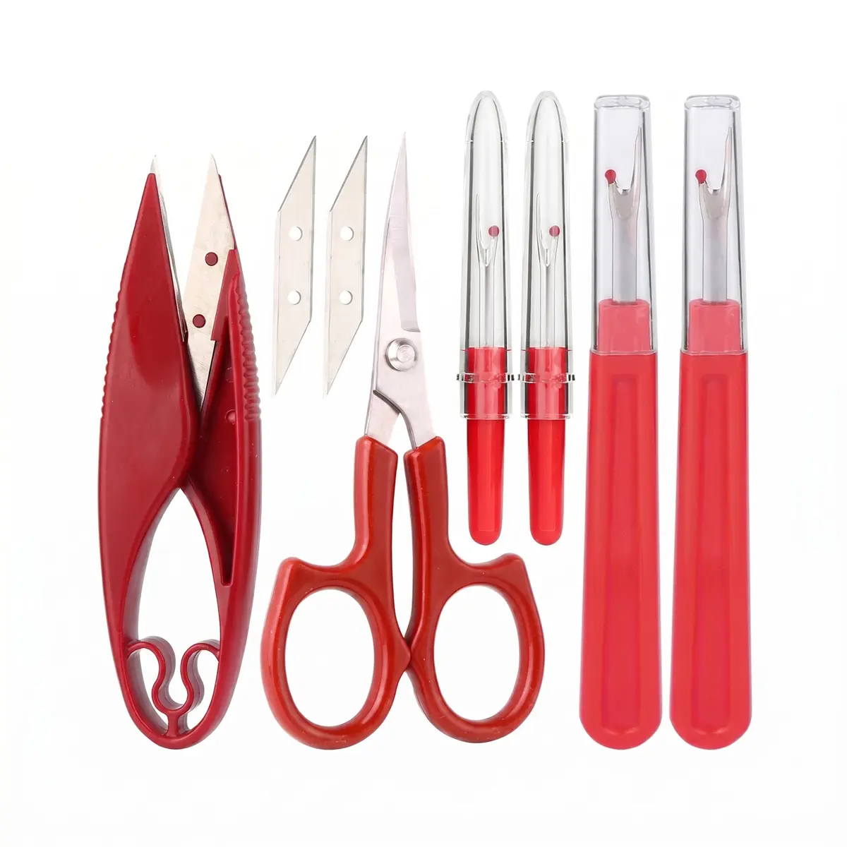 Portable Sewing Seam Ripper Kit with Fine-Point Cutters, Precision Thread Snips, Replacement Blades, Compact Design, Metal Parts, Aluminium Build for DIY Crafts, Quilting, Travel Repairs