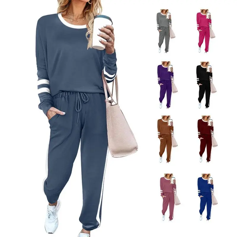 WIHOLL Sweatsuit for Women 2 Piece Outfits for Womens Crewneck Sweatshirts Pullover |(Size Up 1-2 for Oversized Look) Casual Long Sleeve