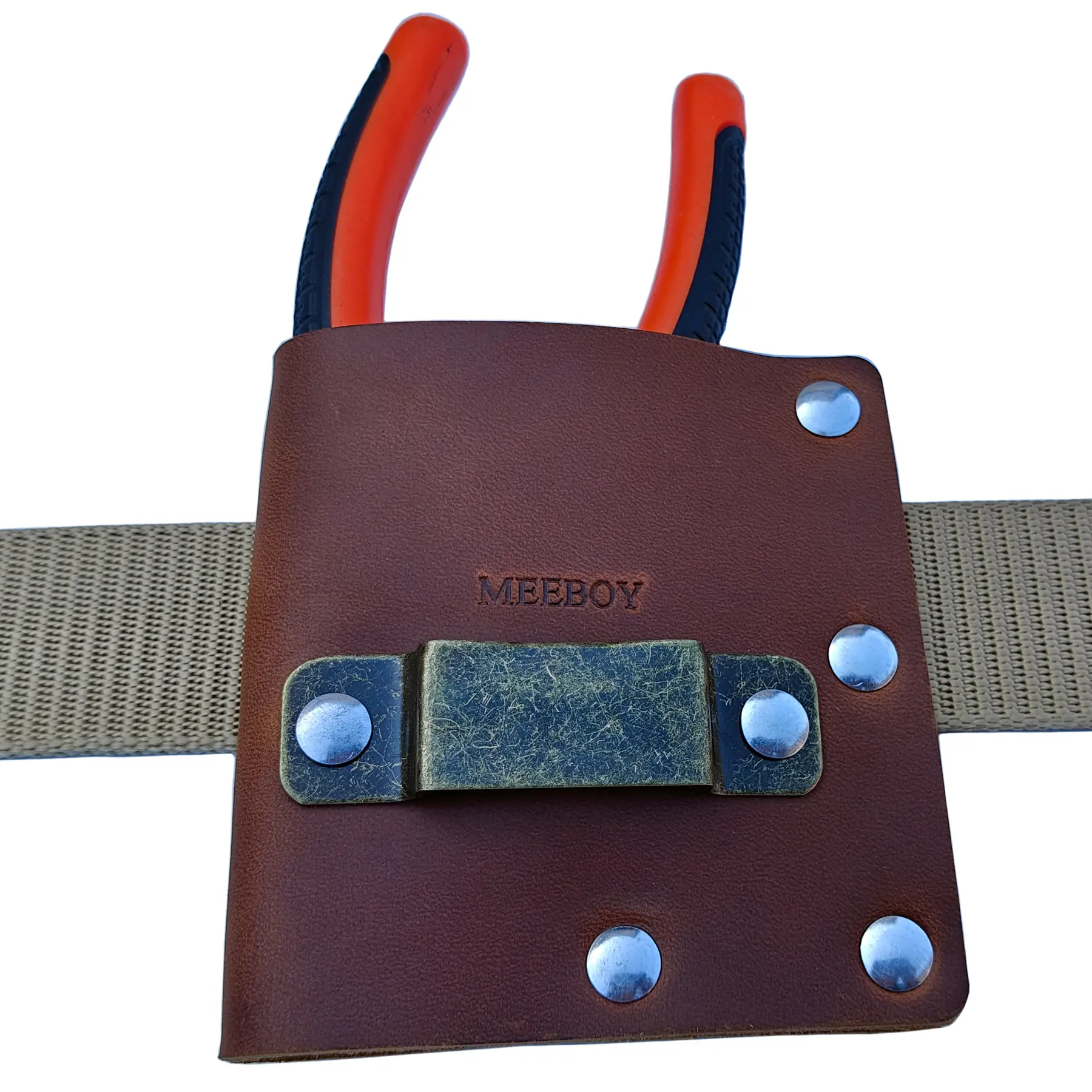 MEEBOY Men's Solid Leather Tape Measure Holster - Compact Horizontal Tool Belt Bag with Belt Clip, Secure Fixing, Versatile Compatibility, Professional Men's Work Accessories, Solid Leather Feels Premium