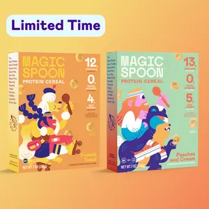Magic Spoon Protein Cereal Variety Pack of 2, French Toast, Peaches and Cream Flavors, High Protein, Low Sugar, Keto-Friendly Breakfast Cereal