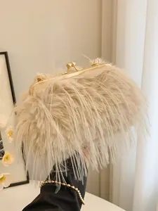 New Fashionable Women's Faux Fur Bag, Small Shell Design Crossbody Shoulder Clutch, Handbag for Autumn Winter Season, Crossbody Clutch Purse