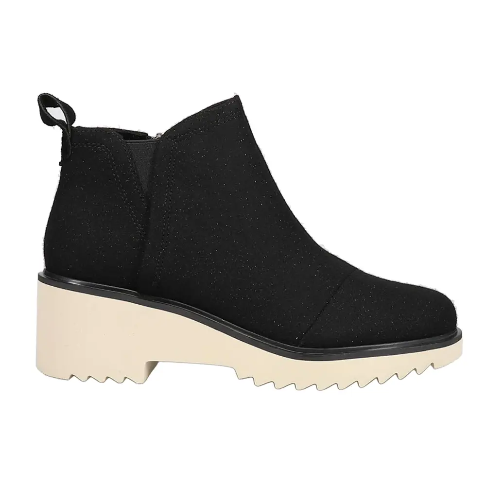 TOMS Womens Maude Zippered  Casual Boots Ankle Low Heel 1-2" - Black