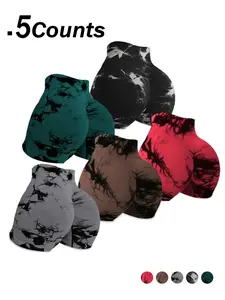 Women's 5-Piece High-Stretch Seamless Sporty Sports Shorts, Butt-Lifting Waist-Cinching Tie-Dye Style, Ideal for Gym Workouts & Cycling