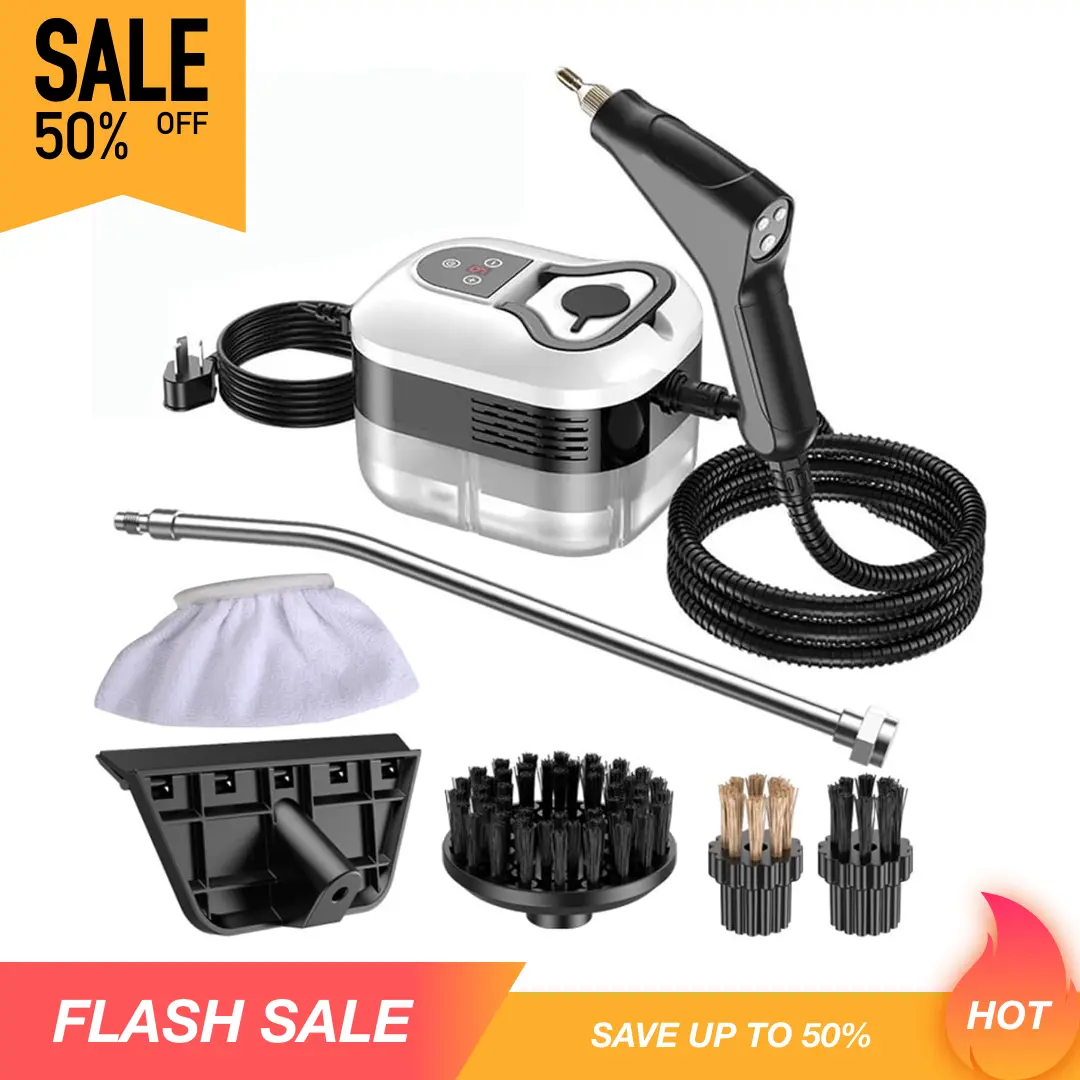 Portable Handheld Pressure Steam Cleaner 1500W High Pressure Steamer, 1 Count High Temperature Pressurized Steam Cleaner with 4 Brush Head for Car Kitchen Furniture Grout Tile Cleaning Tool,Household High-Pressure Handheld High-Temp Handheld Steam Cleaner