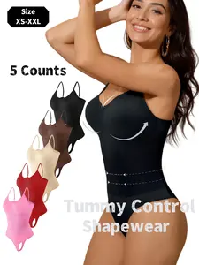 Women's Solid Color Round Neck Shapewear Bodysuit, Tummy Control Butt Lifting Shaper, High Stretch Shapewear for Daily Wear, Compression, Tummy Tuck Shaper, Women's Seamless Shapewear, Underwear, Womenswear