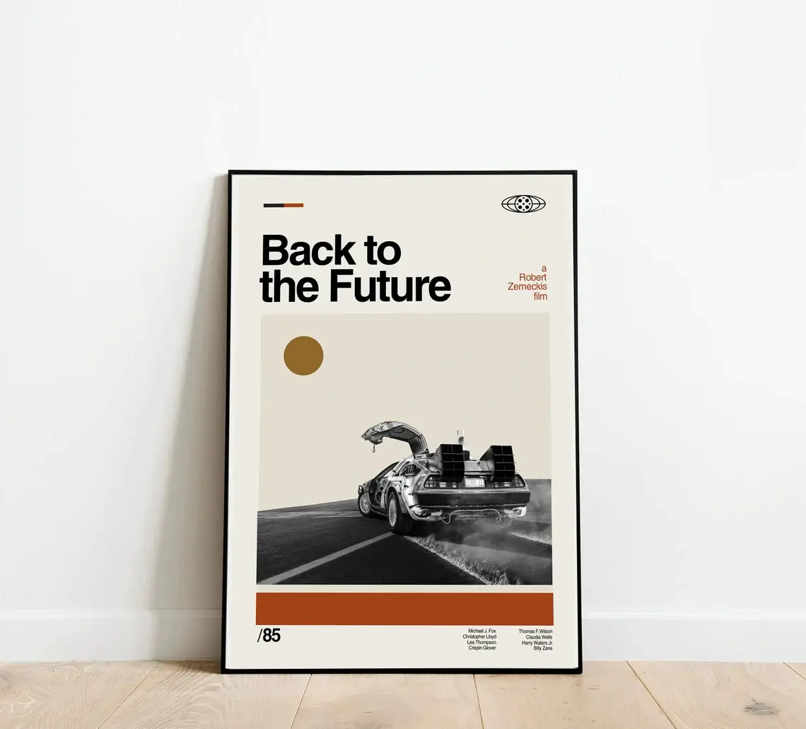 Back to the Future – DELOREAN – Art Poster – retro modern, vintage inspired Poster
