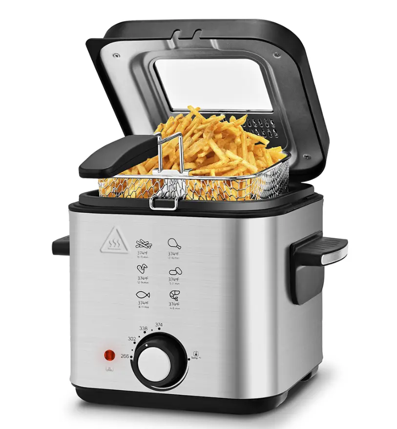 SUSTEAS 1500W Adjustable Temperature Electric Fryer - 1.5L/2.5L Capacity Options, Removable Basket, Fast Heating, Easy-to-Clean Design for Crispy Food, Adjustable Temperature Fryer