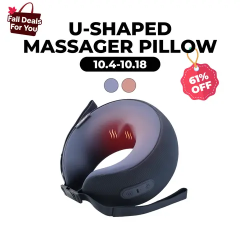 CINCOM U-Shaped Heatable Neck Massager Pillow - 360° Memory Foam Cervical Support, Cordless Rechargeable Portable, Soothing Heat & Kneading, Self Care Gadgets, Home Therapy, Gift That Heals, Headache Hacks, Mental Reset, Dorm Essential