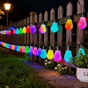 10L 26.8FT Outdoor String Lights for Patio Christmas 213 Scene Modes 16 Million Colors IP67 Waterproof Shatterproof Dimmable S14 Bulbs RGB Warm Cold White Music Sync Modes