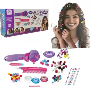 DIY Hairdressing Tools 3-in-1 Magic Heatless Automatic Hair Braiding Machine Jewelry Beads Dress Up Pretend Play Toys Gifts
