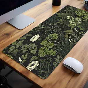 Creative Plant Pattern Mouse Pad, Rectangle Gaming Mouse Pad, Non-slip Large Surface Rubber Base Stitched Edge Desk Keyboard Mat for Home Office Game Desktop Accessory