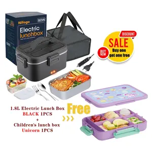 Nifogo 1.8L Adult Electric Lunch Box & Kids Lunch Box Set, Parent-Child Bundle, New Year Special Offer, Portable Leakproof for Work, School, Travel & Picnic
