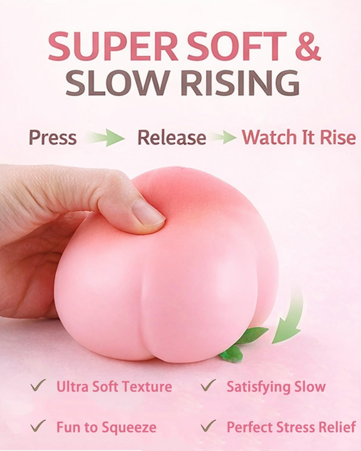 Peach Squishy Stress Relief Toy – Slow Rebound Soft Squeeze Peach for Adults, Sensory Fidget, Anxiety & Stress Relief, Fun Desk & Home Relaxation Gift carrot balloon wax slime dumpling salted butter