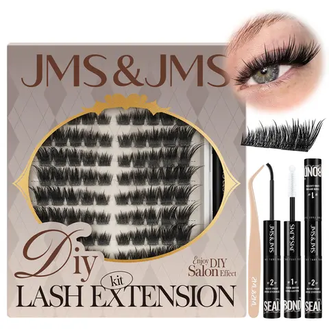 JMS&JMS Premapped Fox Eye Cosmetic Eyelash Extensions Set - SideEye Kit, 0.07mm C Curl PBT Fibers End Lashes, Mixed Lengths Soft Wispy Spikes, Extended Outer Corners, Waterproof Long-Lasting Instant Lift, Anime Style for Makeup Enthusiasts & Anime Lovers