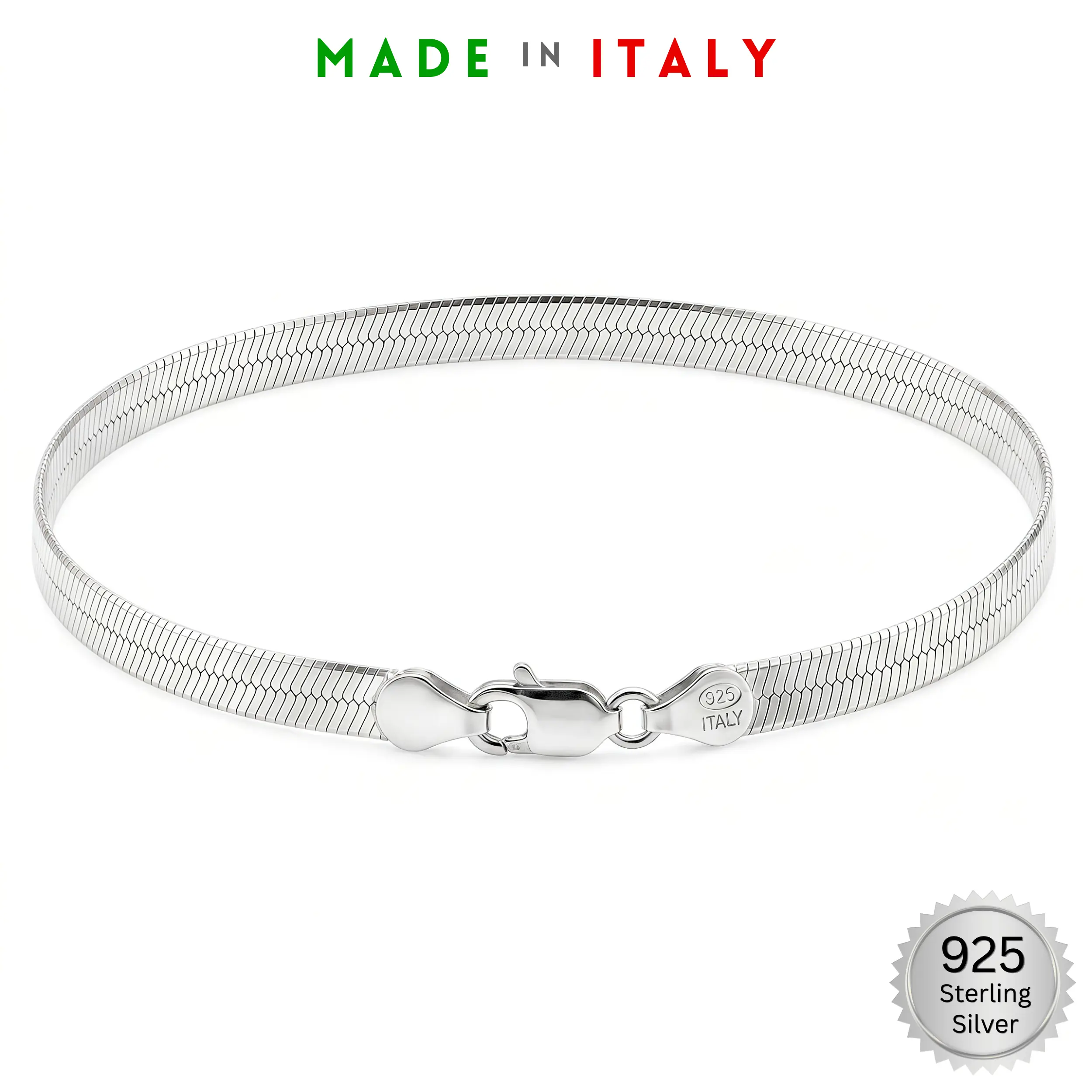 925 Sterling Silver 4.5mm Herringbone Bracelet 7 inch Made in Italy (4.14g) 925 Sterling Silver 4.5mm Herringbone Bracelet 7 inch Made in Italy (4.14g)