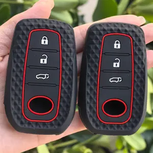 Diamond Texture Silicone Key Fob Cover | Fits Toyota Corolla Cross/RAV4/Highlander/bZ3/Prado 2-3 Button Remotes | Shockproof Anti-Scratch Protective Key Case | Car Key Accessory Durable Anti-Drop Car Key Shell Car Key Protector