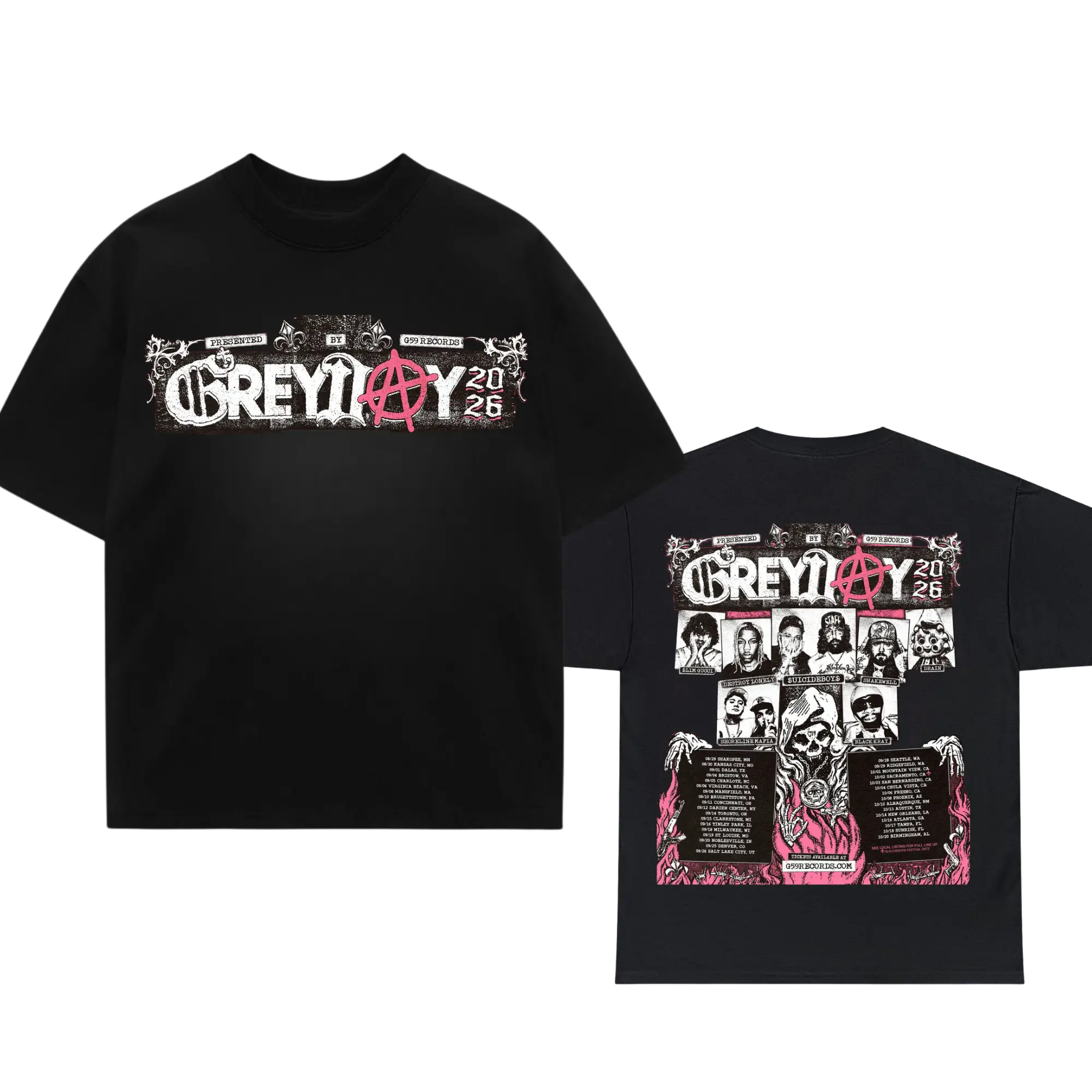 Grey Day 2026 Tour Shirt, icideboys G59 Merch, Unisex Rapper Clothing