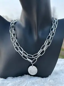 2 Layered 925 Sterling Silver Paperclip Necklace