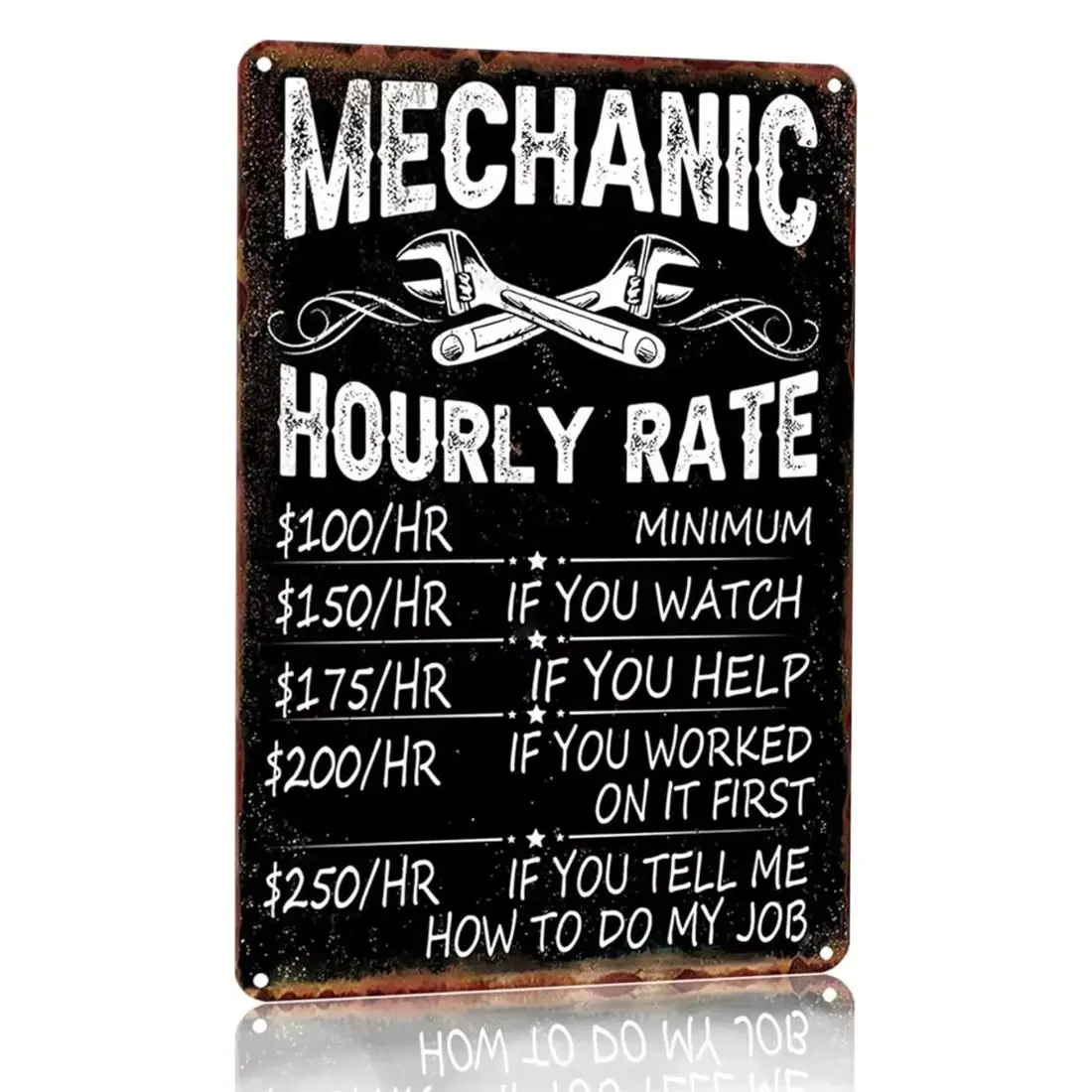 Mechanic Hourly Rate Sign, Vintage Metal Mechanic Shop Sign, Wall Decor for Man Garage, Wall Decor for Mechanic Shop, Home Decor, Wall Metal Plaque, Decorative Plaque