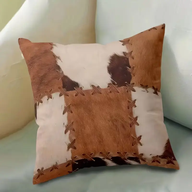 Western Cowboy Style Pillow Cover, Polyester Material, Zipper Closure, Skin-Friendly, for Bed, Sofa, Chair, Home Decor