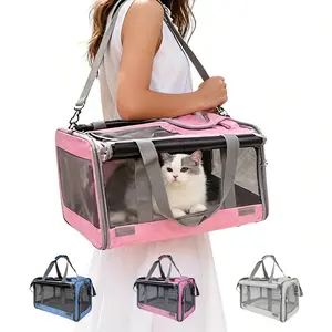 iHubei Cat Carrier for Vet Visit/Travel Large Space & Breathable Mesh Pet Carrier for Dog 2 Cats Kitty Travel Bag with Privacy Curtains Foldable for Car Ride TSA Approved for Pet Travel for Stress Free Catcarriers for Big Cats for Large Cat Soft sided