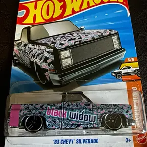 Hot Wheels '83 Silverado HW MAINLINE BLACKWIDOW Mint Card & Blister New Collectible Car