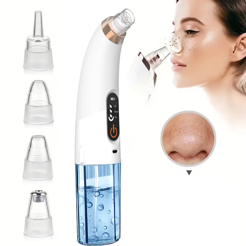 Pore Vacuum Blackhead Remover, USB Rechargeable Blackhead Suction Tool, 4 Replaceable Probes Facial Extractor, Deep Cleansing Beauty Device for All Skin Types