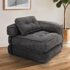 Mean yeah-Folding Sofa Bed, L-Shaped Convertible Sofa Bed with Armrest Foldable Sleeper Sofa with Pillow, Portable Fold Out Chair Bed Comfy Floor Lounge for Living Room Bedroom