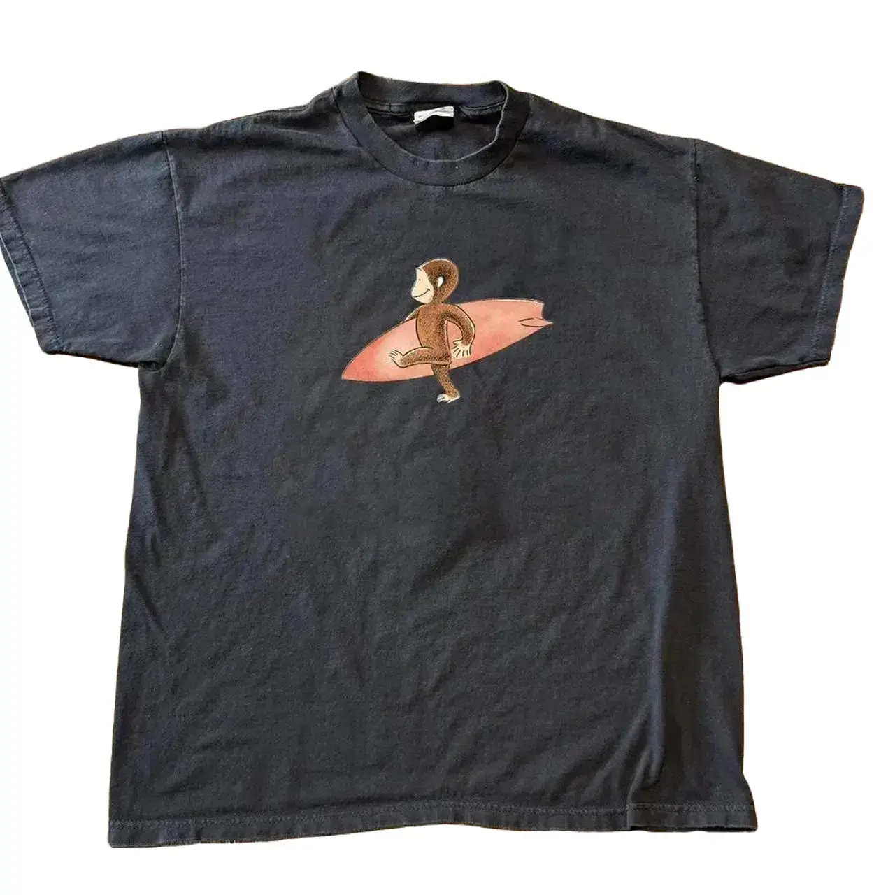 100% CottonCurious Georgee Surfing Graphic T-Shirt – Black/white Cotton Tee, Cute Cartoon Monkey Shirt, Unisex Casual Streetwear Top, unisex shirt, gift for her for him fathers day gift ideas tiktok shop......