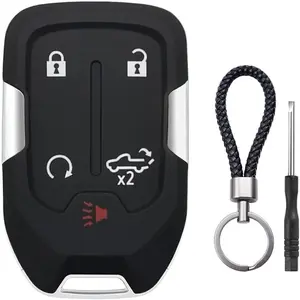 New Upgrade Key Fob Shell Case Replacement Fits for Chevy Silverado 2022 2021 2020 2019 and GMC Sierra 1500 2500HD 3500HD 5 Button Keyless Entry Remote Control Smart Car Key Fob Cover