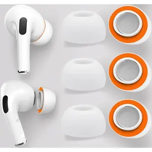 Replacement Memory Foam Ear Tips for AirPods Pro / Pro 2 - 3 Pairs (S/M/L) with Silicone Shield. White Comfort Tips for Secure Fit & Enhanced Noise Isolation