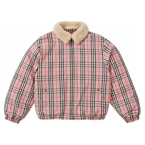 Supreme Burberry Shearling Collar Down Puffer Jacket Pink