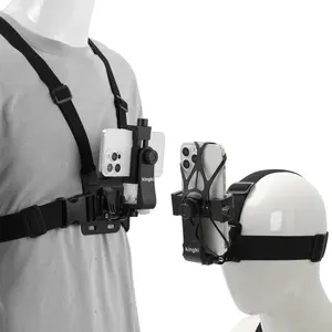 Mobile Phone Chest Strap Harness Mount Head Strap Holder Kit for POV/VLOG,Cell Phone Clip Compatible with iPhone,Samsung,GoPro Hero 12, 11,10, 9, 8, AKASO,DJI Osmo,and Action Cameras…