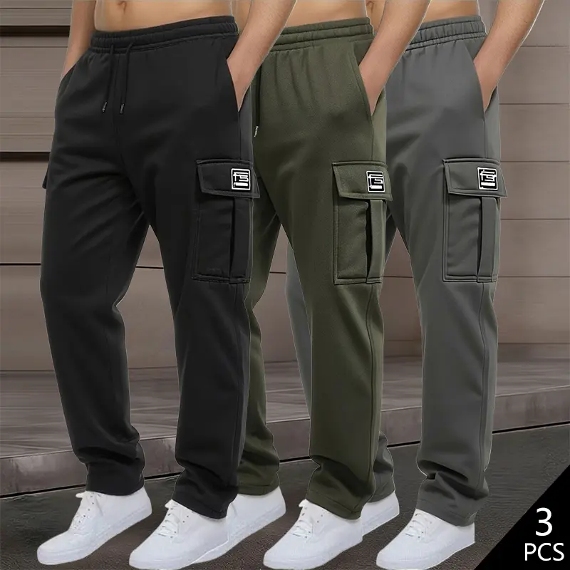 Clean Gent 1/3-pack men’s casual cargo pants made from polyester fabric, suitable for spring and autumn wear, comfortable fit, stylish design, ideal for everyday and casual outdoor use.