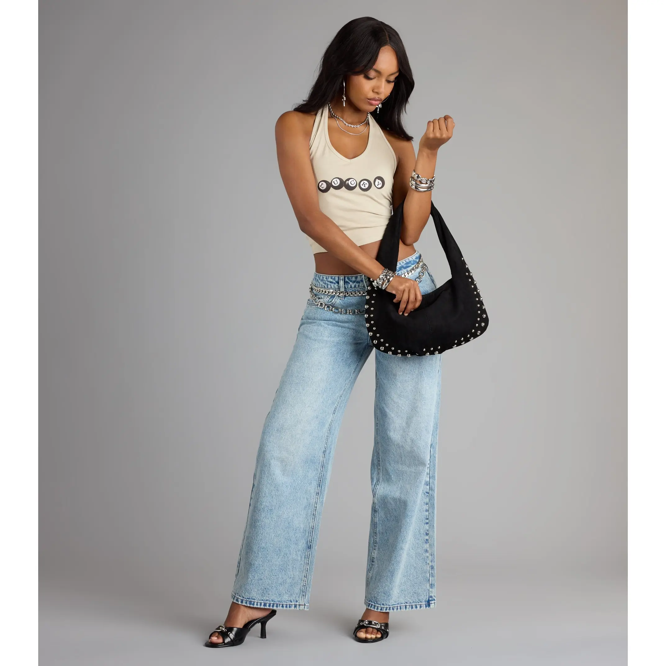 Casual Chaos Mid-Rise Wide Leg Denim Jeans