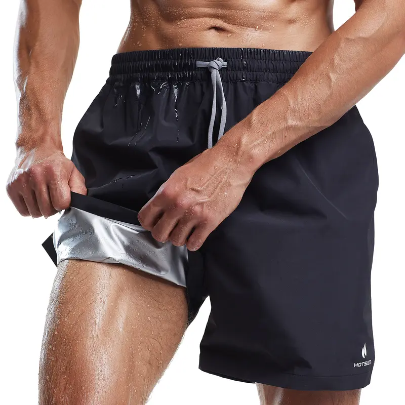 HOTSUIT Men's Active Sauna Sweat Shorts - Stretchy, Breathable, Elastic Drawcord, Odor-Free, Sweat-Absorbing, 2-Pocket Carry, Universal Sportswear for Gym, Biking & Outdoor Activities