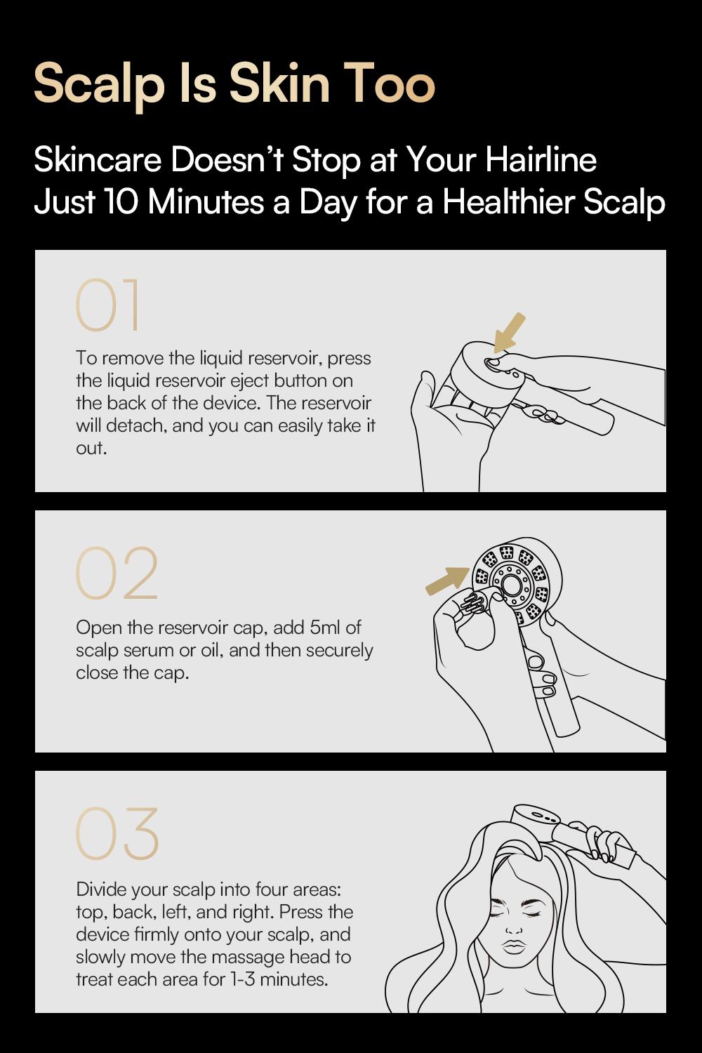 INIA VIBRA 4-in-1 Scalp Therapy Device, Red Light, Microcurrent, Massage, Serum Infusion, Scalp Massager Beauty Device, Waterproof & Wet/Dry Use, Perfect Holiday Gift