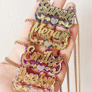 [Made-to-Order] Custom Bling Acrylic Name Necklace-Processing time is 7-10 business day, Add your name in note section