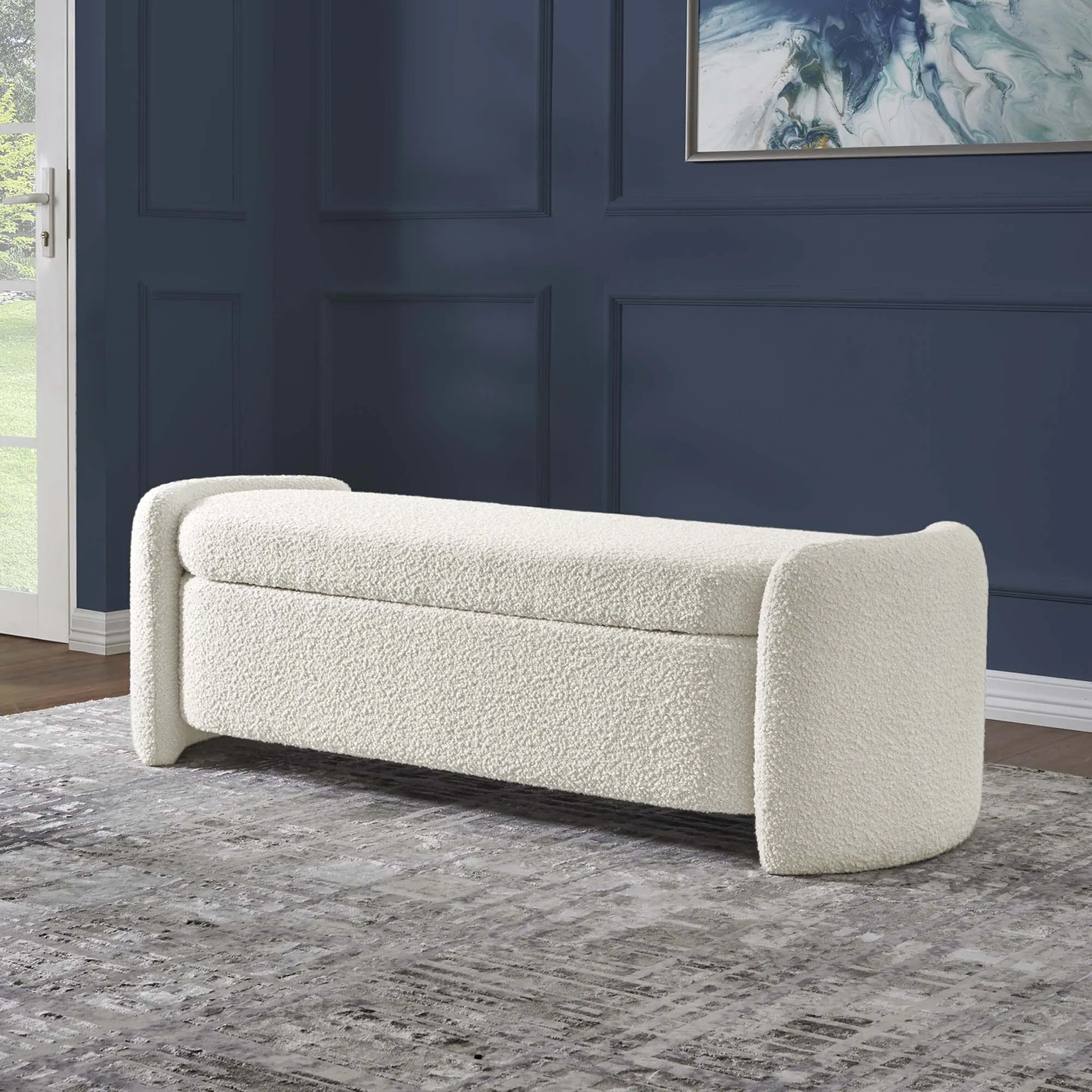 Modway Nebula Boucle Upholstered Bench in Ivory Modway Nebula Boucle Upholstered Bench in Ivory