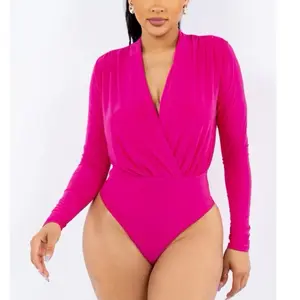 Arleth Bodysuit - Wrap Lining Bodysuit - Style: Casual, Elegant, Cocktail, Clubwear, Barbie, Valentine's Day, Western - Color: Black, Fuchsia, mocha, Orange, White, Red - Pattern Type: Solid - Details: Wrapped, Lined, Snap Button - Season: Spring,