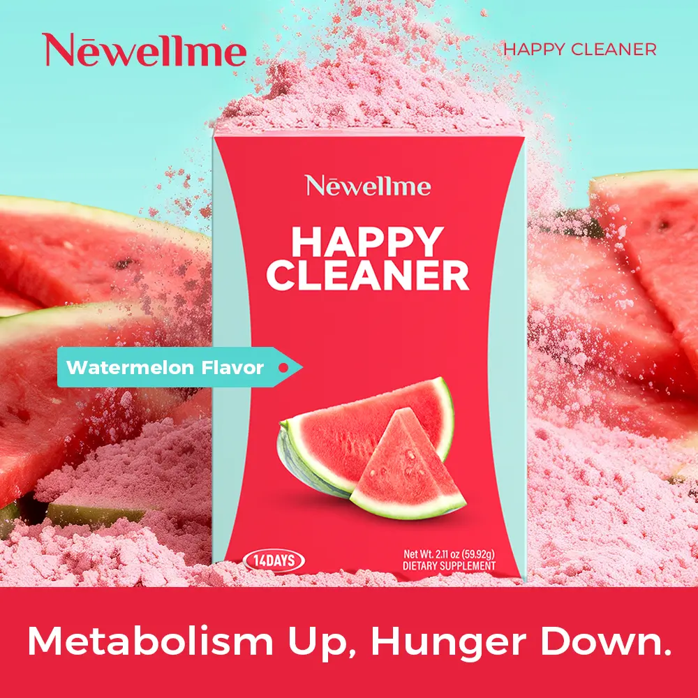 Newellme Happy Cleaner Watermelon Powder Probiotic for Gut Health Digestive Enzymes & Moringa Immunity Support Dietary Supplement