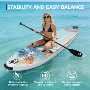 Inflatable Paddle Board with Durable SUP Accessories,Anti-Slip EVA Deck,  450LB High Weight Capacity Wide Stable Stand Up Paddle Board for All High Quality Stability Inflatable Rise Paddle Board