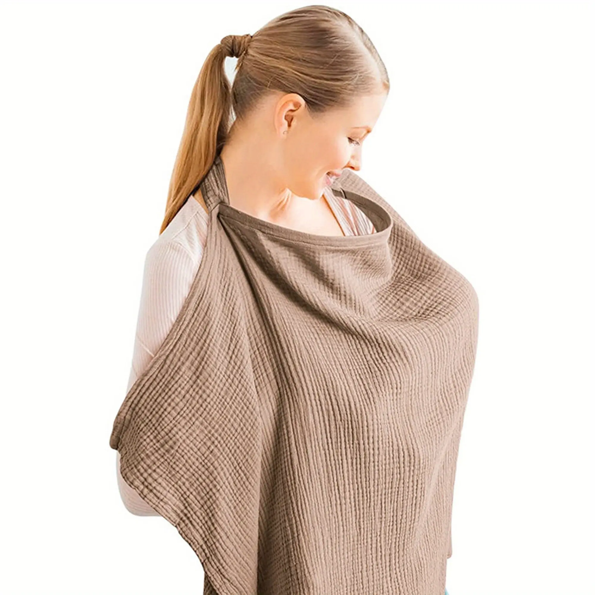 Breathable Canvas Mummy Nursing Cover, Multi-Purpose Car Seat Sunshade with Rigid Ring, Ideal for Mothers & Babies, Comfortable Breastfeeding Support, Nursing Accessories