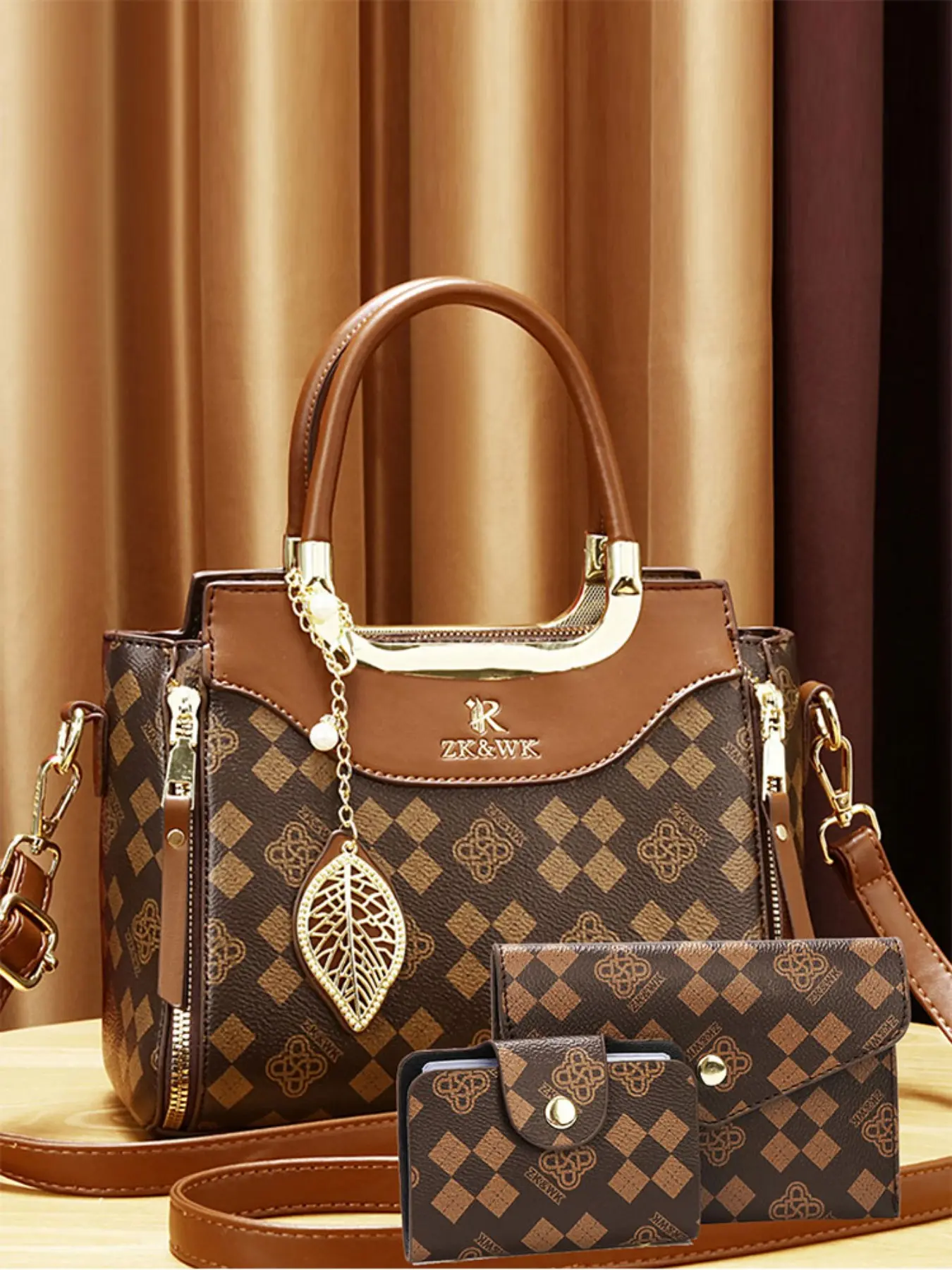 New Fashion PU Messenger Bag Set, Casual Geometric Print Handbag Trio, All-Season Versatile Letter Pattern Design, Stylish Versatile Bag, Fashionable Bags