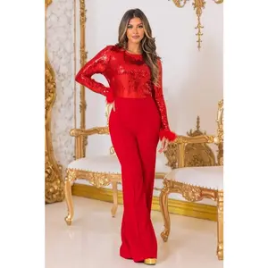 Sequin Fur Sleeve Jumpsuit [2 Color Options]