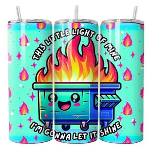 This Little Light of Mine 20 oz Tumbler with 3D Lid, Reusable Metal Straw, Cleaning Brush & Unique Stainless Steel Design for Portable Beverages Drinkware Flasks