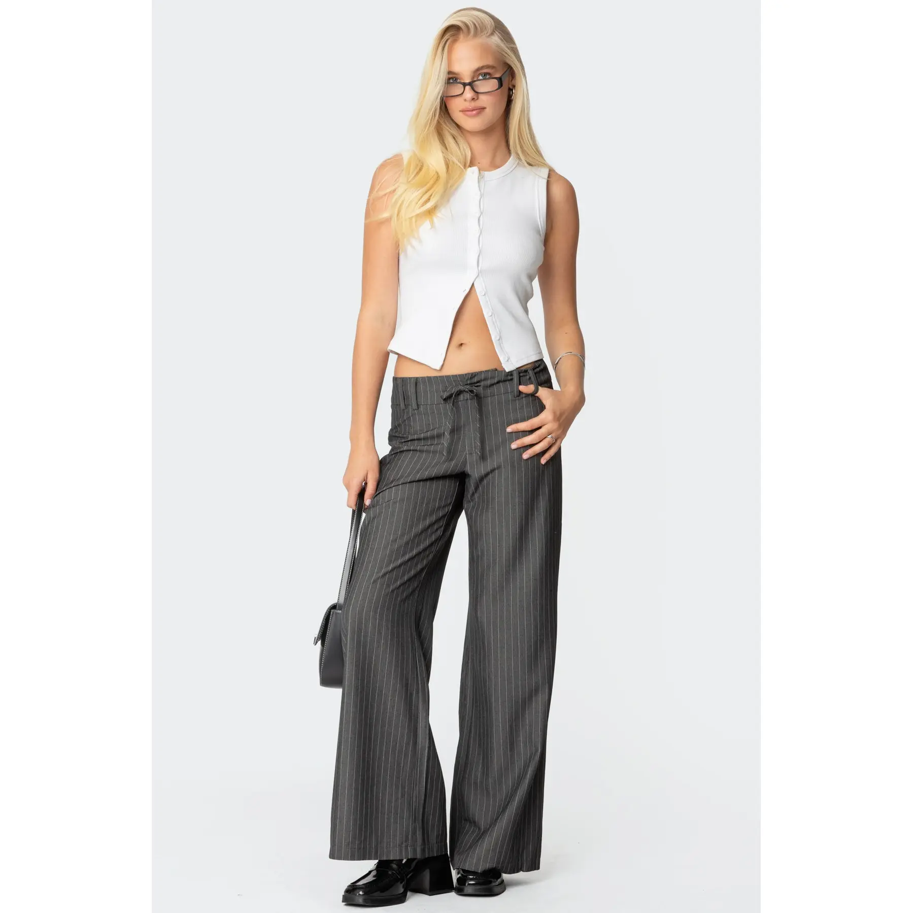 Mayla Wide Leg Pinstripe Trousers