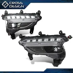 CROSSDESIGN Pair Front LED Fog Lights Left Right Side Fits 2017 2018 Hyundai Santa Fe Sport