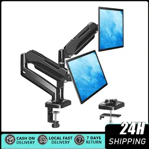Dual Monitor Stand for Desk, Monitor Arms for 2 Monitors 32 27 24 22 Inches, Height Adjustable Double Monitor Mount, VESA Mount with C-Clamp & Grommet Base, Holds 4.4-17.6lbs Dual Monitor Stand Arm, Gas Spring 2 Monitor Desk Mount Adjustable
